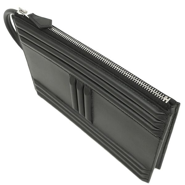 Hermes Handbag Cadenas Bag Tadelaqt Black Silver Hardware U Mark — view 4