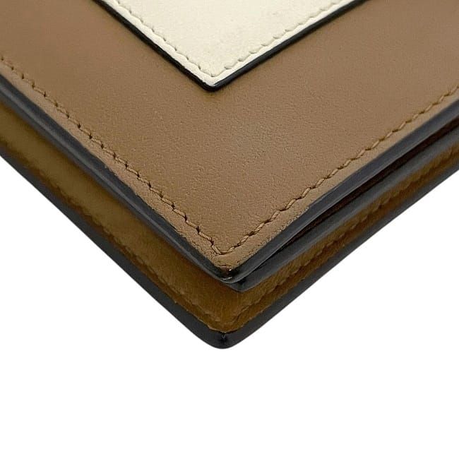 Celine Bifold Long Wallet Brown Navy White Leather — view 8