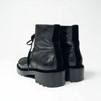 Chanel Boots Short Shoes Leather Velor Black Coco Mark Pearl Lace Up — view 4
