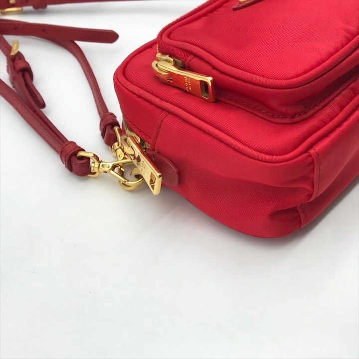 Prada Triangle Logo Nylon Mini 2-Way Pouch Shoulder Bag Red — view 5
