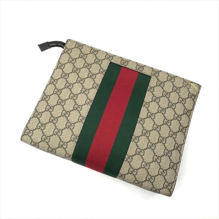 Gucci Sherry Line GG Supreme Canvas Clutch Second Beige — view 2