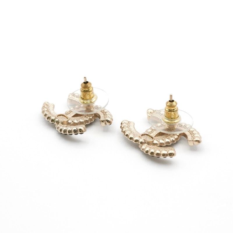 Chanel Earrings Gold Coco Mark Rhinestone — view 4