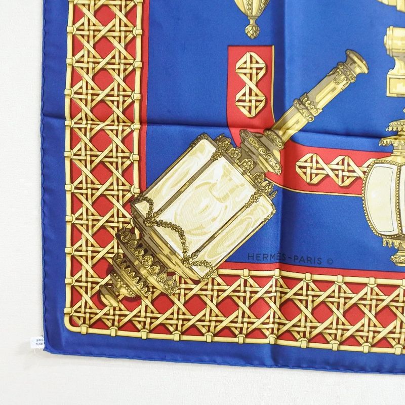 Hermes Carre 90 Feux de Route Silk Red Yellow Blue Scarf — view 4