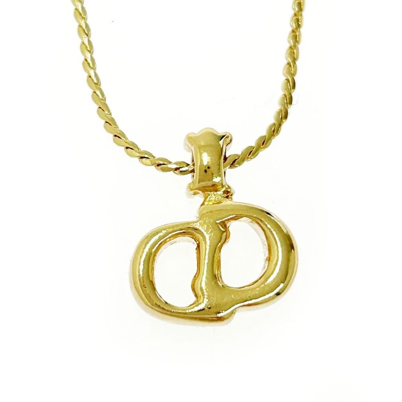 Christian Dior GP Rhinestone CD Logo Necklace Gold — view 3
