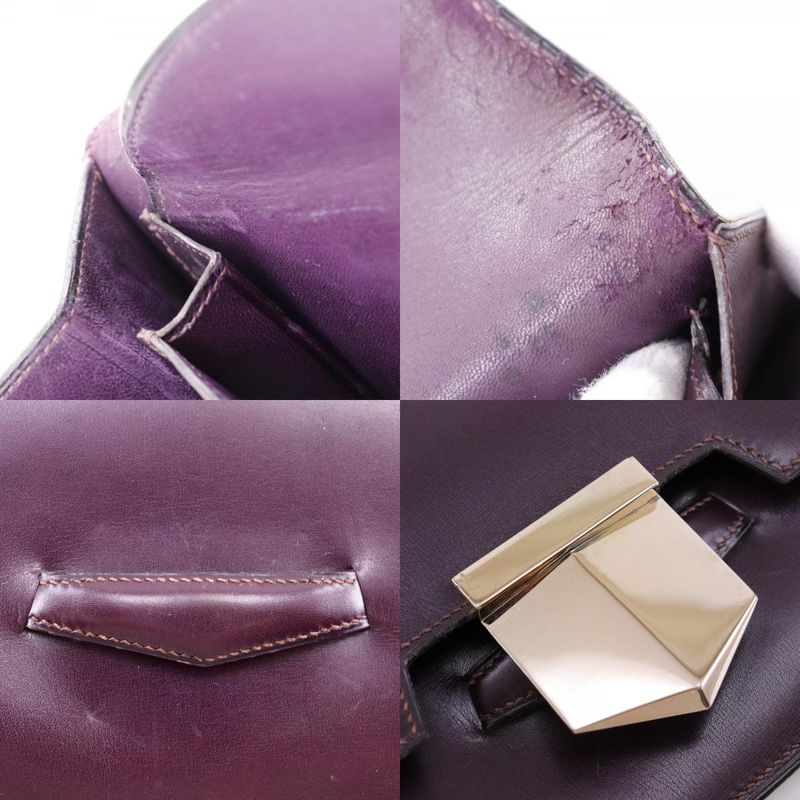 Hermes Faco Vintage Box Calf Bordeaux I Clutch Bag — view 9
