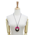 Hermes Necklace Ismu GM Lacquer-buffalo-horn Pink Brown Pendant — view 8