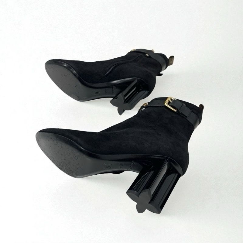 Louis Vuitton Silhouette Line Monogram Boots Short Shoes Suede Black — view 7