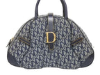 Dior Double Saddle Bag Trotter Canvas Leather Navy Gold — view 2