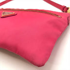 Prada Triangle Logo Nylon Tessuto Mini Shoulder Bag Pouch Pink — view 4
