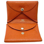 Hermes Calviduo Card Case Coin Pass Purse Foldable Chevre Orange — view 7