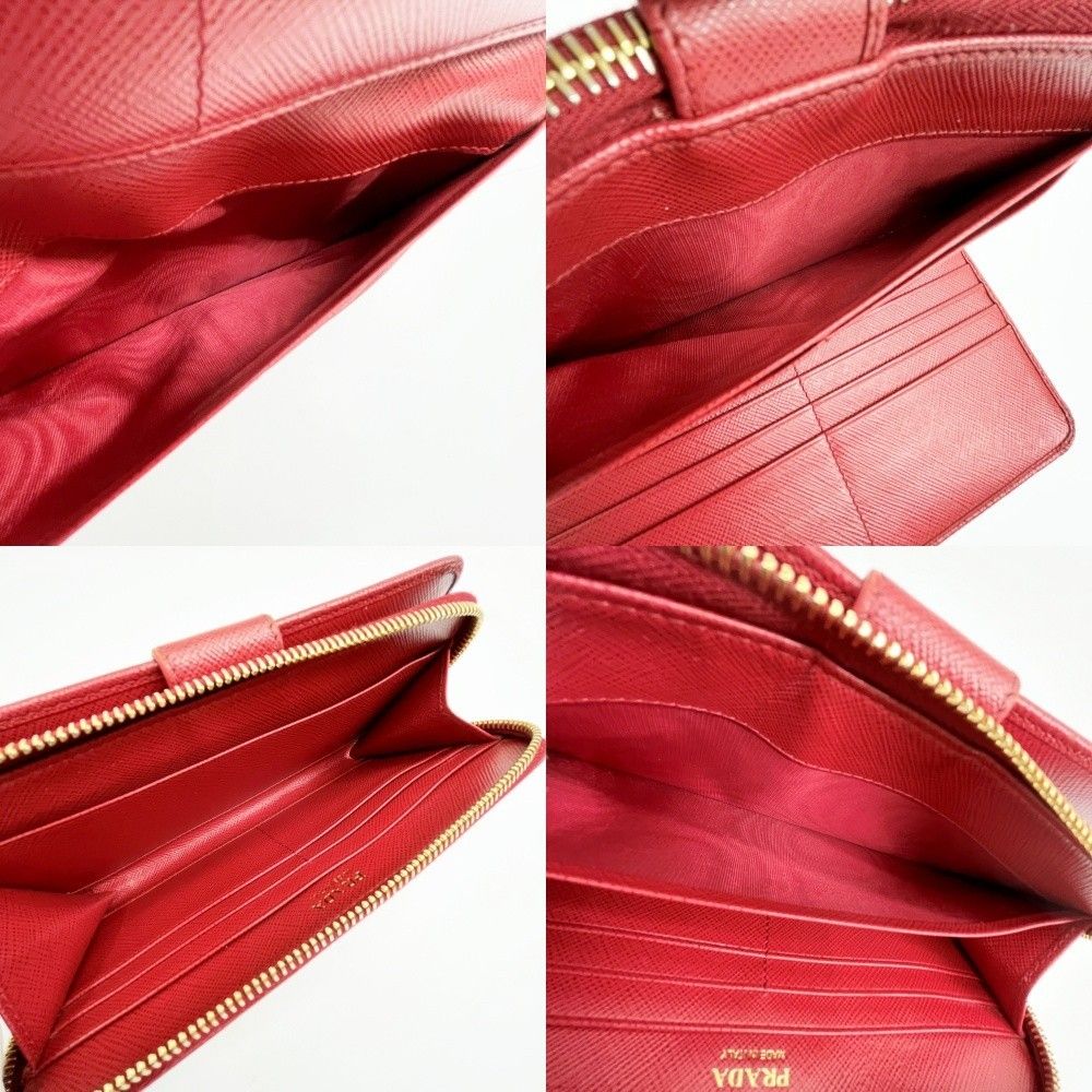 Prada Long Wallet Leather 1 Ml029 Red — view 6
