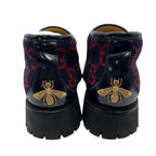 Gucci Boots Wool Horsebit Loafers 6 1 2 Navy Red GG Pattern Thick 2704 — view 7