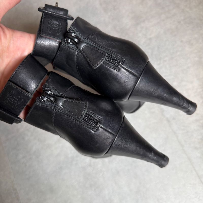 Chanel Quilted Leather Belt Short Boots Coco Mark Black 36 1 2 — view 8