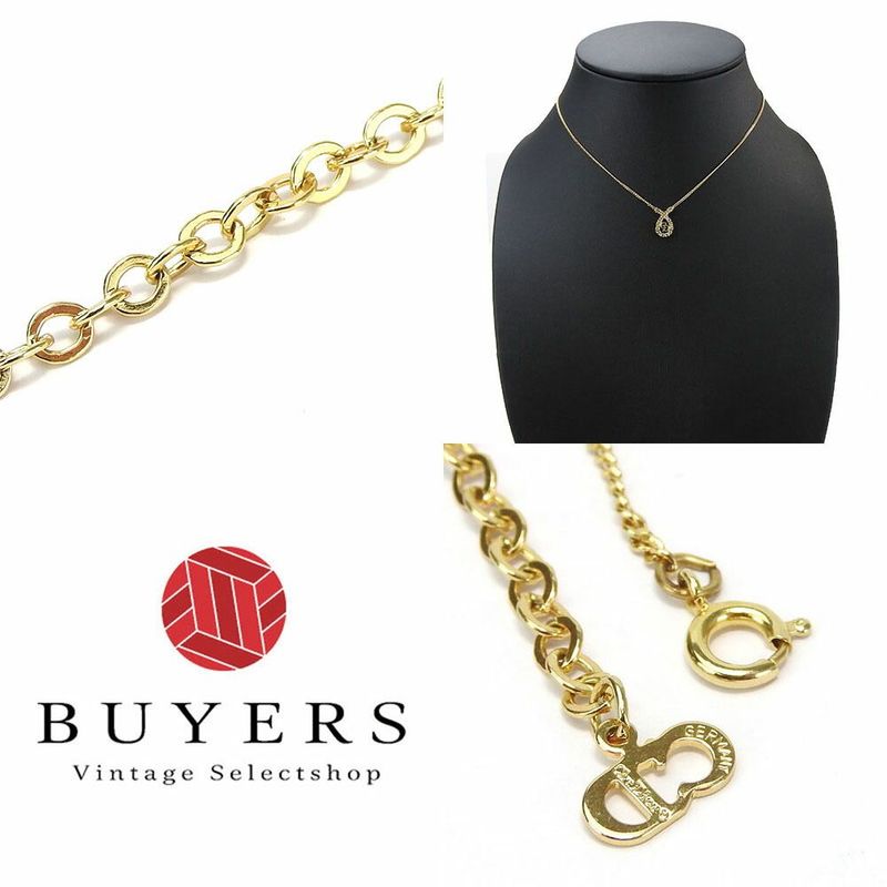 Christian Dior Necklace CD Logo Rhinestone Gold GP Plated Accessories Jewelry — view 4