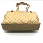 Chanel CC Logo Quilted Lambskin Chain Shoulder Bag Leather Beige — view 4