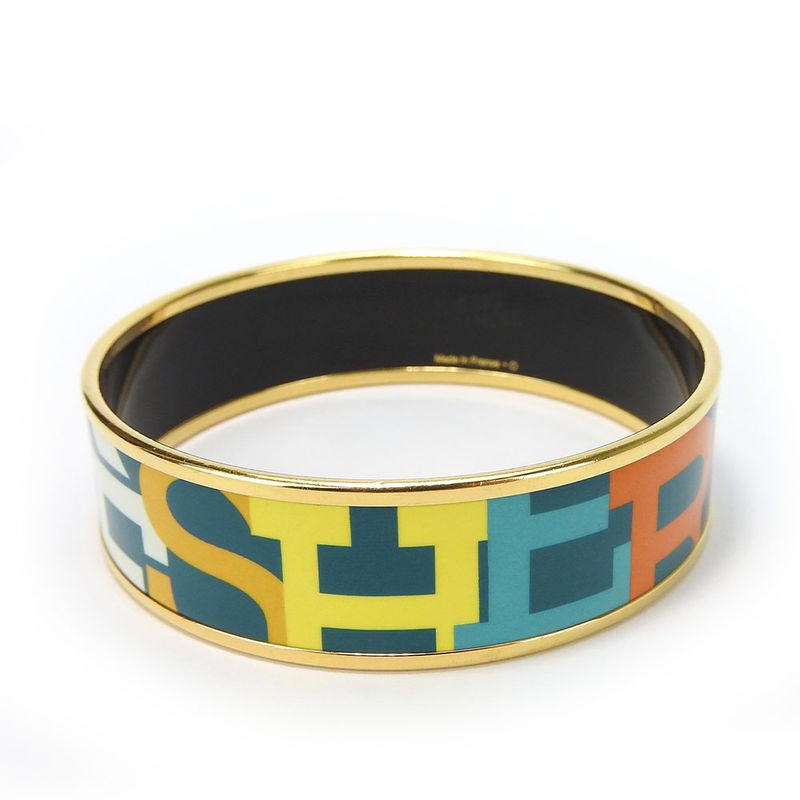 Hermes Bracelet Emile Enamel Metal Greenish Multicolor Gold Hardware — view 5