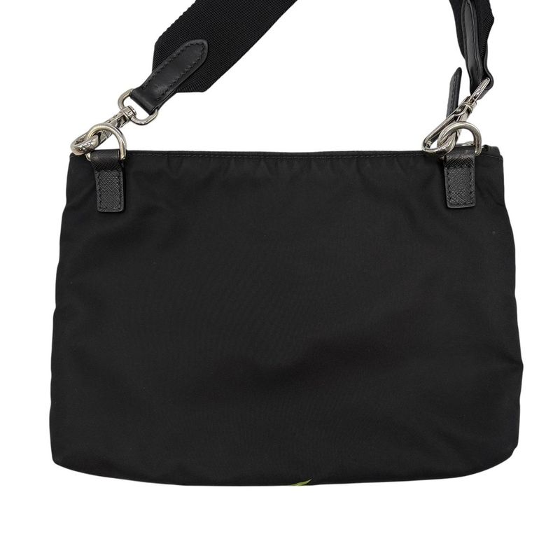 Prada Shoulder Bag Triangle Logo Nylon Universal Frankenstein Silver 3158 — view 3