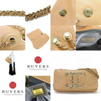 Chanel Shoulder Bag Chain Leather Beige Studded — view 9