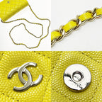 Chanel Quilted Ap0250 Yellow Chain Wallet Shoulder Bag Caviar Leather — view 7
