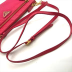 Prada Triangle Logo Nylon Tessuto Mini Shoulder Bag Pouch Pink — view 9