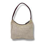 Prada Accessory Pouch Mini Handbag Ivory Wine Red Canvas — view 2