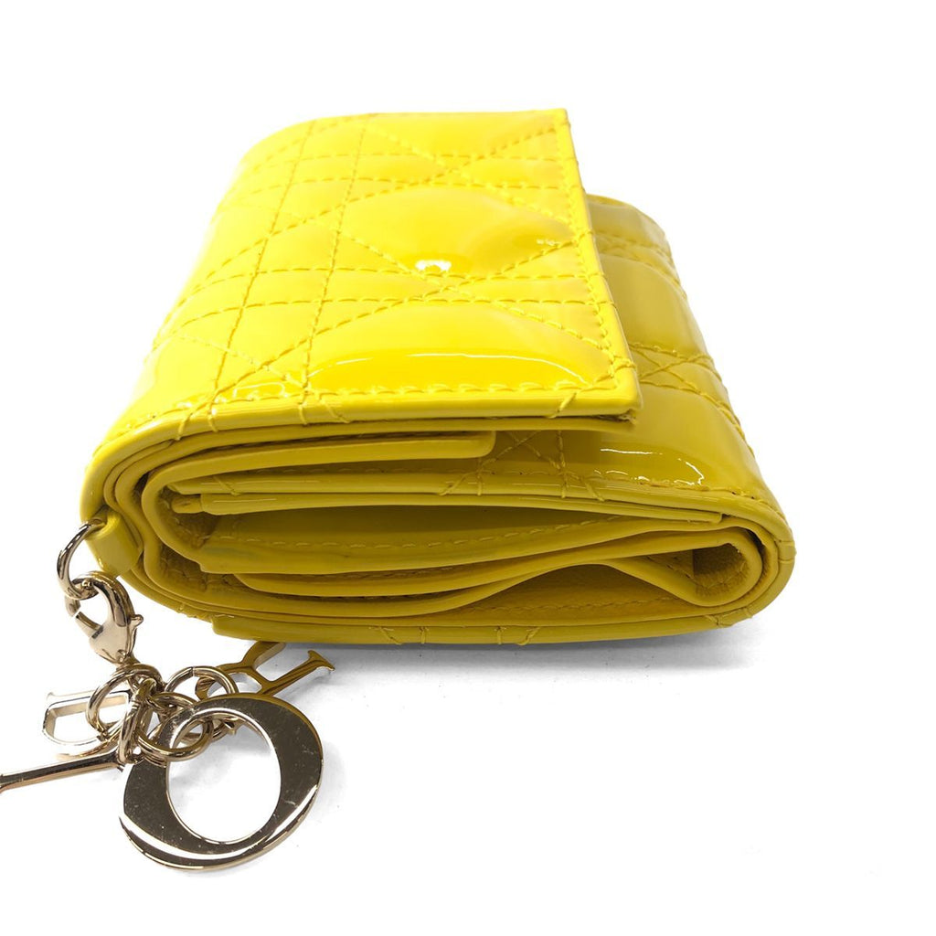 Dior Lady Lotus Wallet Cannage Patent Calfskin Trifold Handbag — view 3