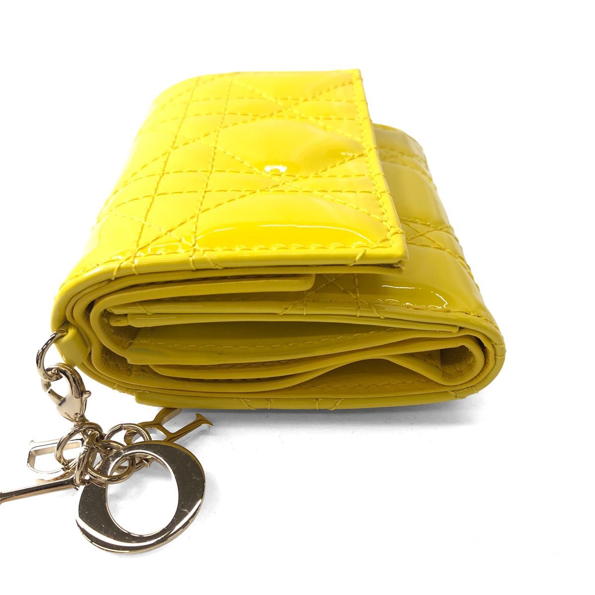 Dior Lady Lotus Wallet Cannage Patent Calfskin Trifold Handbag — view 3