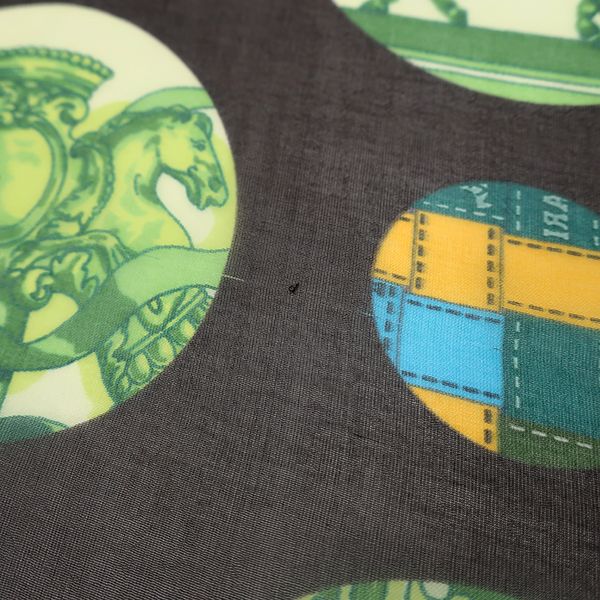 Hermes Shawl Rectangle Silk Brown and Green — view 5