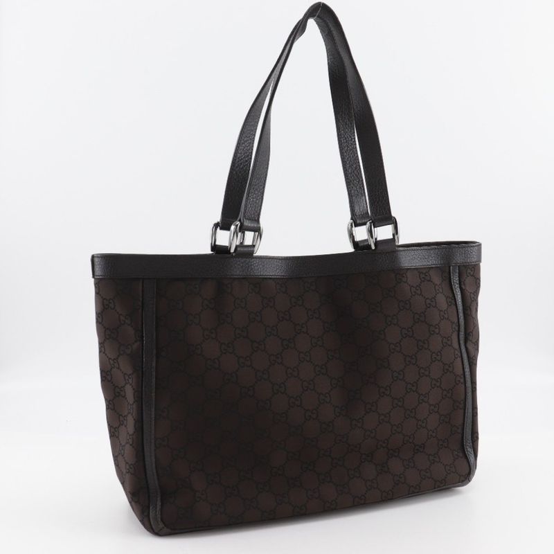 Gucci Abbey Line Outlet GG Nylon Canvas Brown Tote Bag — view 3