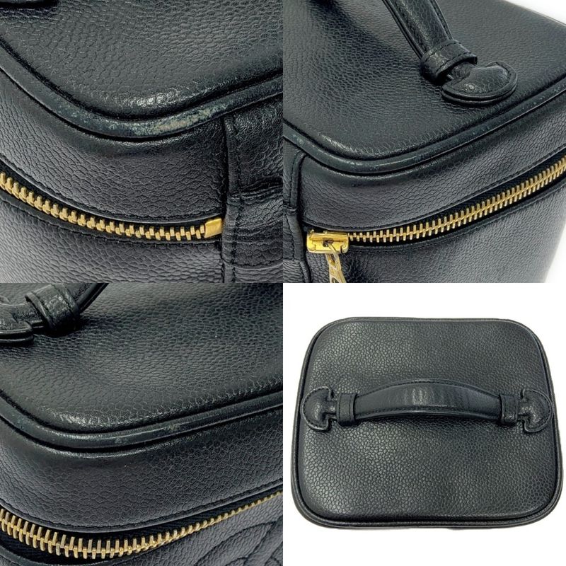 Chanel Caviar Leather Vanity Bag Black Handbag — view 7