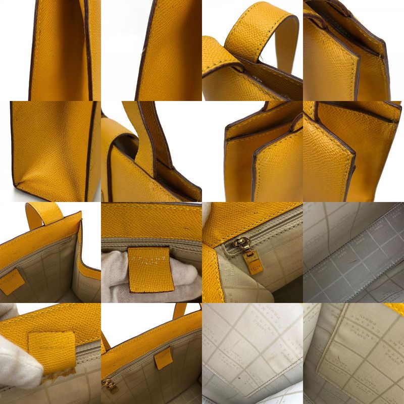 Celine Shoulder Bag Leather Yellow Gold Hardware Shape Push Turnlock — view 8