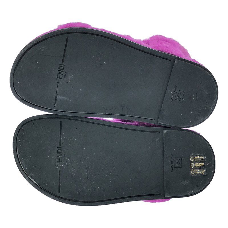 Fendi Sheep Fur Shearling Sandal Zucca 35 1 2 Purple — view 6