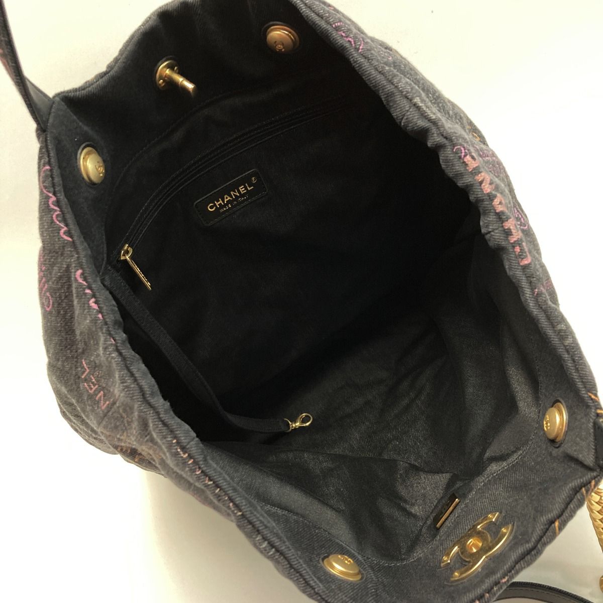 Chanel Quilted Maxi Shopping Bag As3128 Black Denim 2-Way Tote — view 3