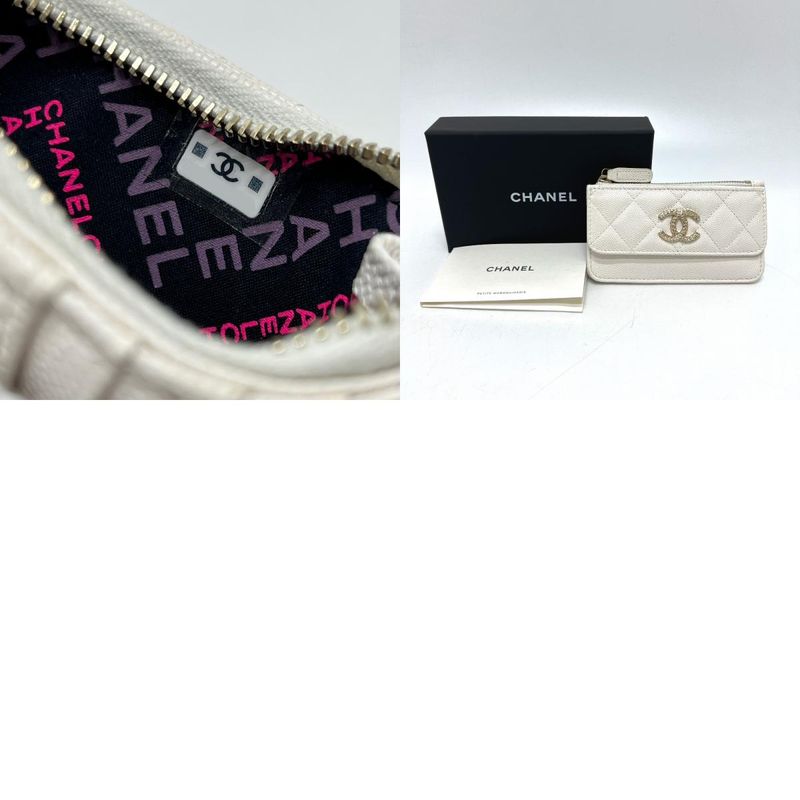 Chanel Long Wallet Coco Mark Caviar Leather White — view 9
