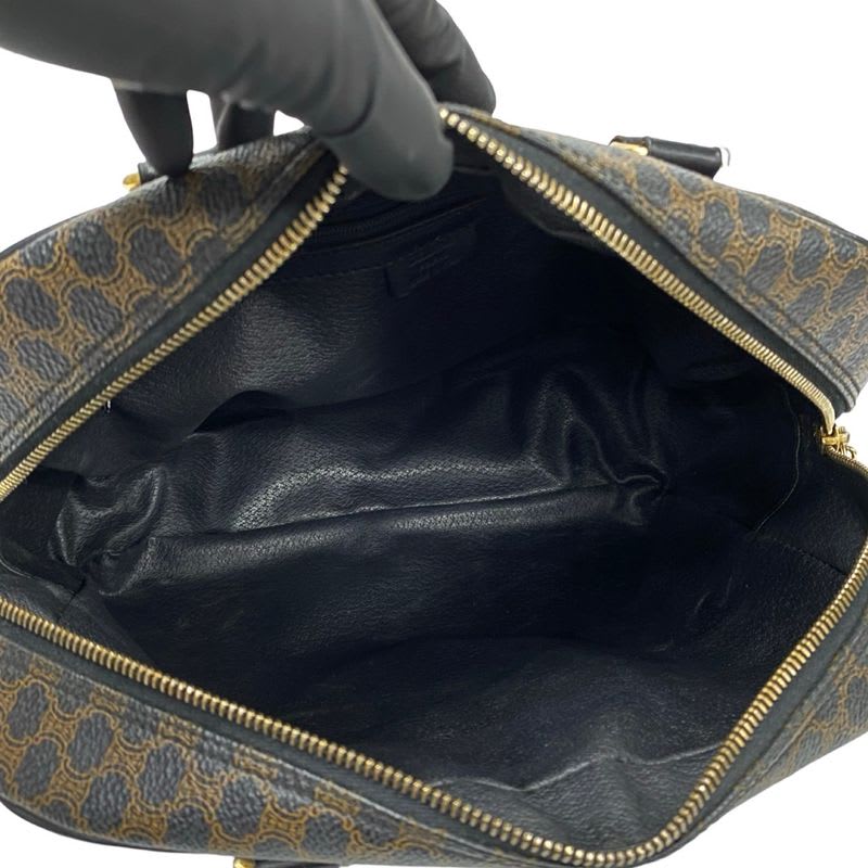 Celine Vintage Macadam Blason Triomphe Pattern Leather Handbag Mini Boston Bag