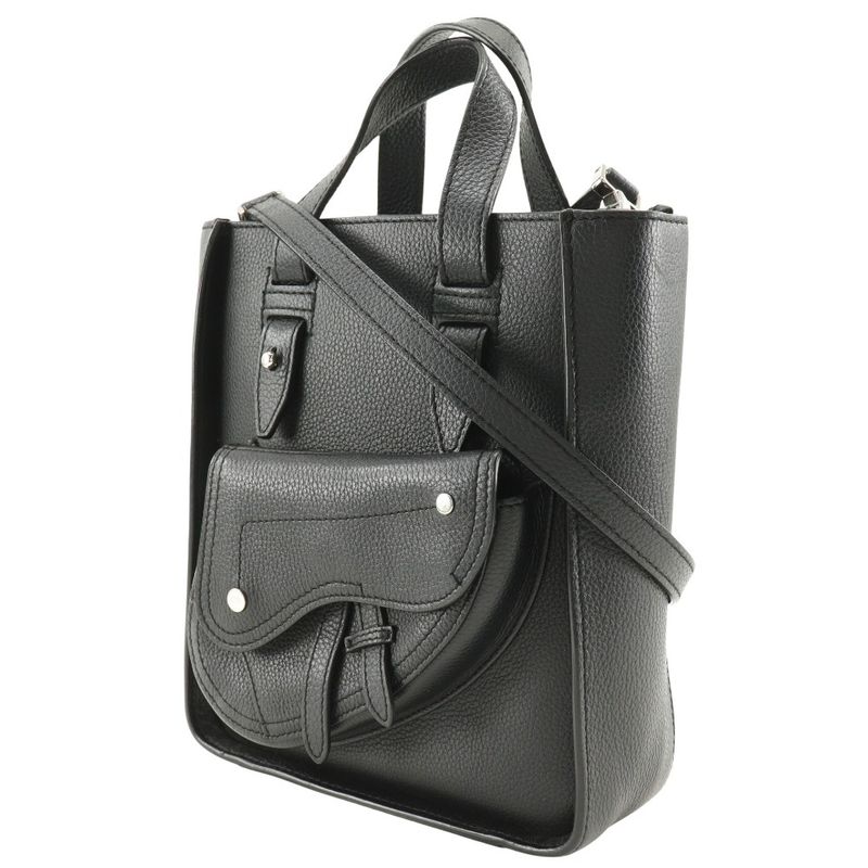 Christian Dior Saddle Mini Tote 2-Way Shoulder Bag Calf Black — view 2