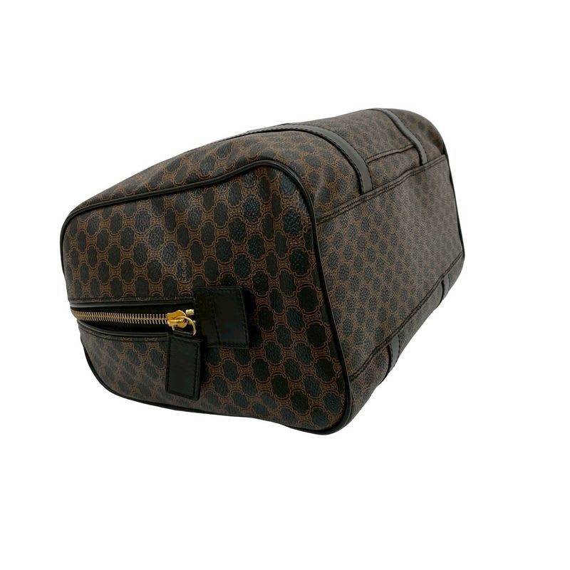 Celine Macadam Blason Vintage Triomphe Pattern Leather Handbag Mini Boston Bag