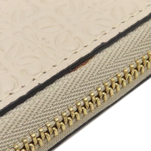 Loewe Long Wallet Repeat Zip Around Calfleather Light Oats Gold Hardware — view 5