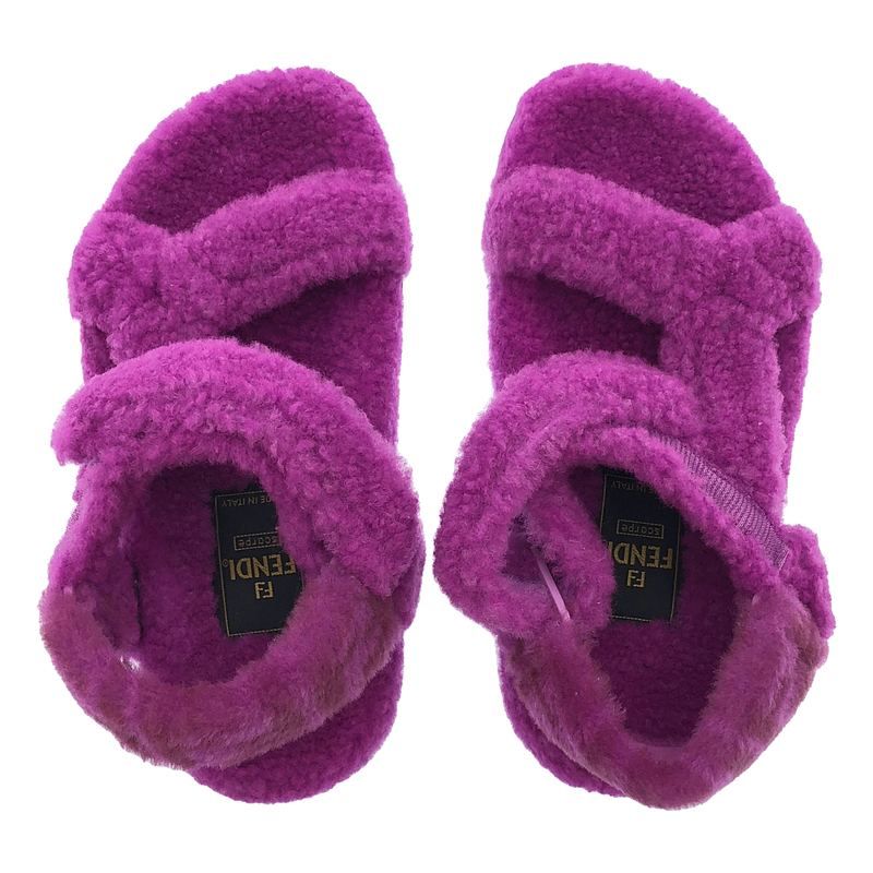 Fendi Sheep Fur Shearling Sandal Zucca 35 1 2 Purple — view 4