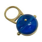Christian Dior Sorbet Ring Tribal Ball Jewelry Logo GP Metal Resin Gold Blue — view 4