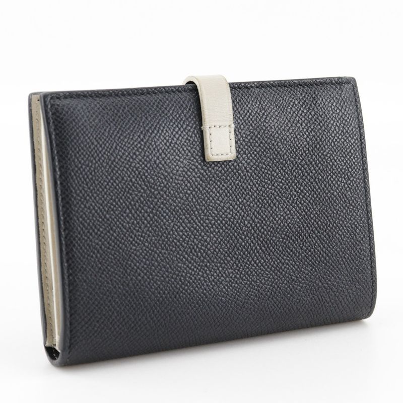 Celine Medium Strap Calf Black Beige Fold Wallet — view 3