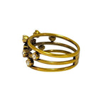 Christian Dior Ja Ring Double Finger Logo GP Rhinestone Gold 9 Size — view 5