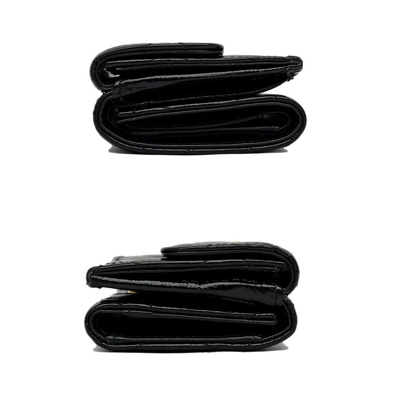 Chanel Small Flap Wallet Black Gold Hardware Shiny Calfskin — view 3