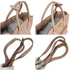 Prada 2-Way Tote Shoulder Bag Vittero Dino Leather Triangle Logo Pink Beige — view 7