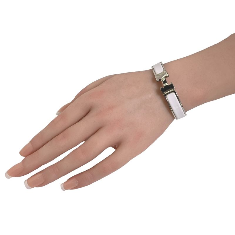 Hermes Bracelet Click Clack Bangle White and Silver — view 7