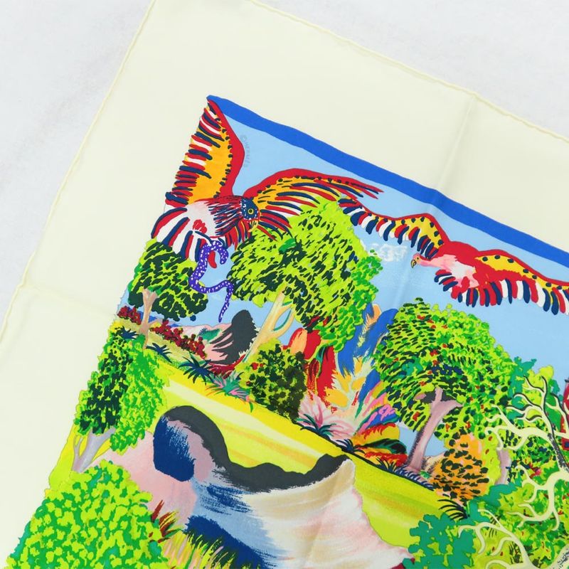 Hermes Carre 90 NUBA Mountain Scarf Silk White Multicolor Animal — view 6