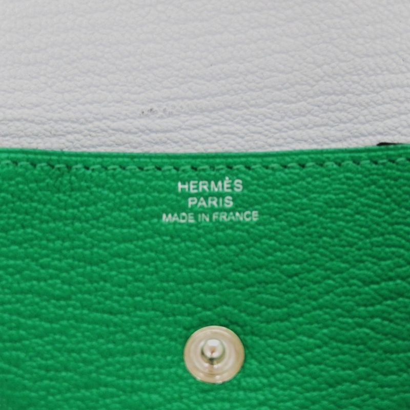 Hermes le Van Cattle Chevre Mint Stamped Z 1921 Green Coin Case — view 7