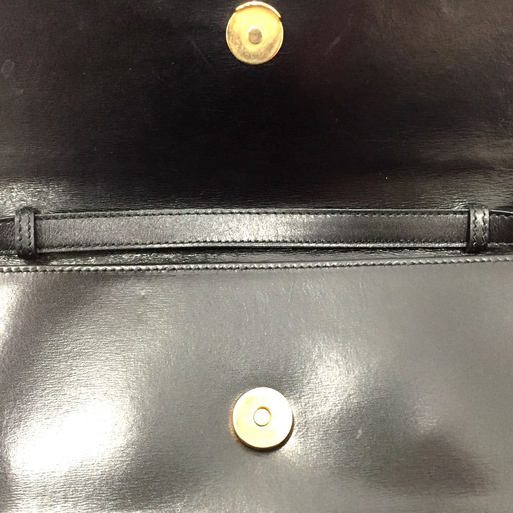 Celine Circle Logo Leather Shoulder Bag Vintage M13 Black — view 8