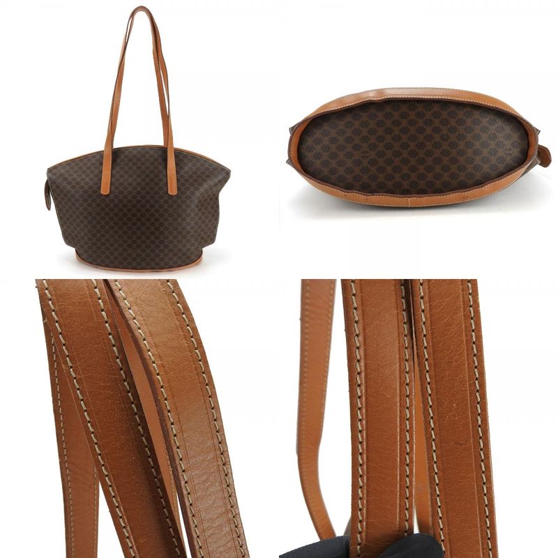 Celine Tote Bag Macadam Leather Brown Gold Hardware — view 3