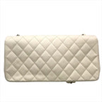 Chanel CC Logo Turnlock Lambskin Chain Shoulder Bag White Purse — view 2